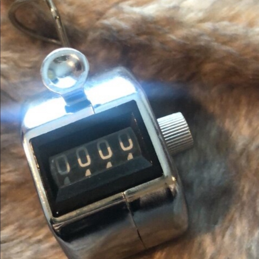 Handheld Tally Counter Clicker in Silver Chrome